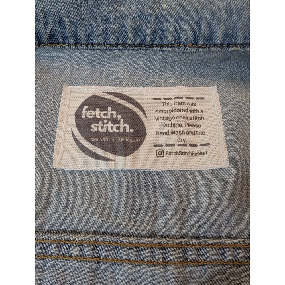 Old Navy Denim Vest Dolly Embroidered Light Wash with Pockets Womens Large - Picture 10 of 10